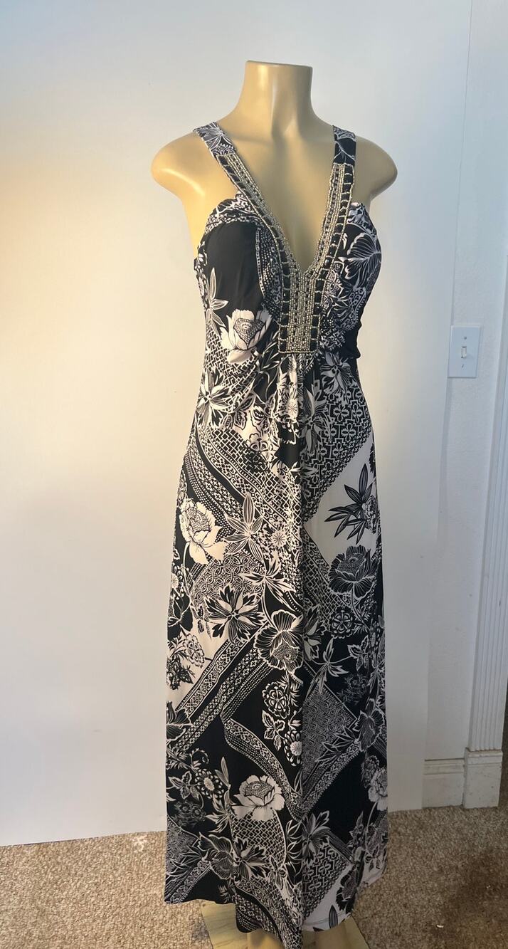 Boston Proper black and white Beaded dress Size S